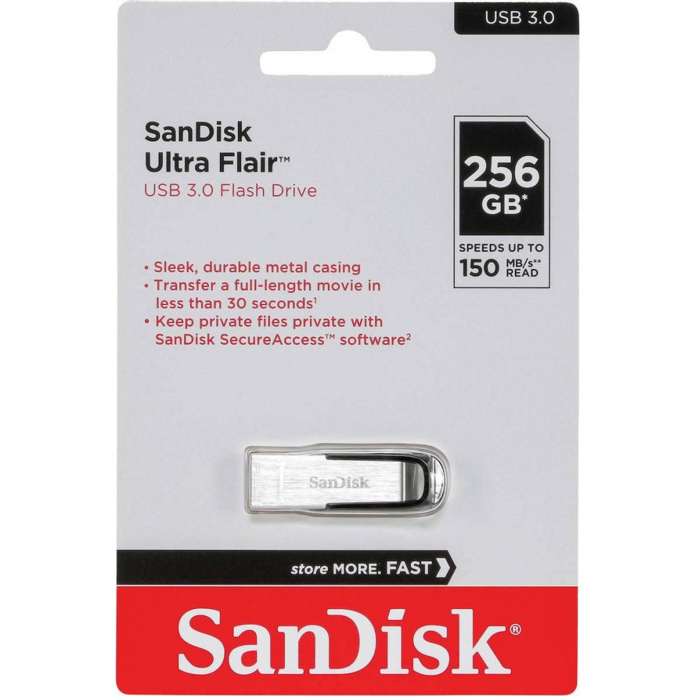 Sandisk Ultra Flair 256GB USB 3.0 Μαύρο