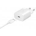 Samsung Φορτιστής με Θύρα USB-C και Καλώδιο USB-C 25W Λευκός (Travel Adapter 25W EP-TA800XWEGWW) (Retail)